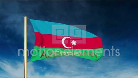 Azerbaijan Flag Slider Style With Title. Waving In The Wind With Cloud Backgroun Stock Animation