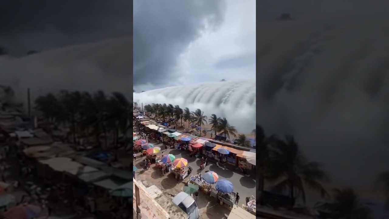 “Massive Tsunami Hits Coastal City Market | Raw Mobile Footage From Rooftop”