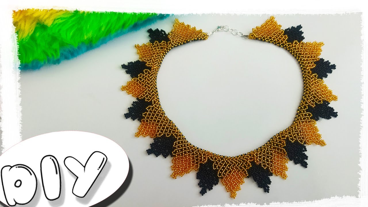 DIY BLACK AND GOLD BEAD NECKLACE. Beadwork.