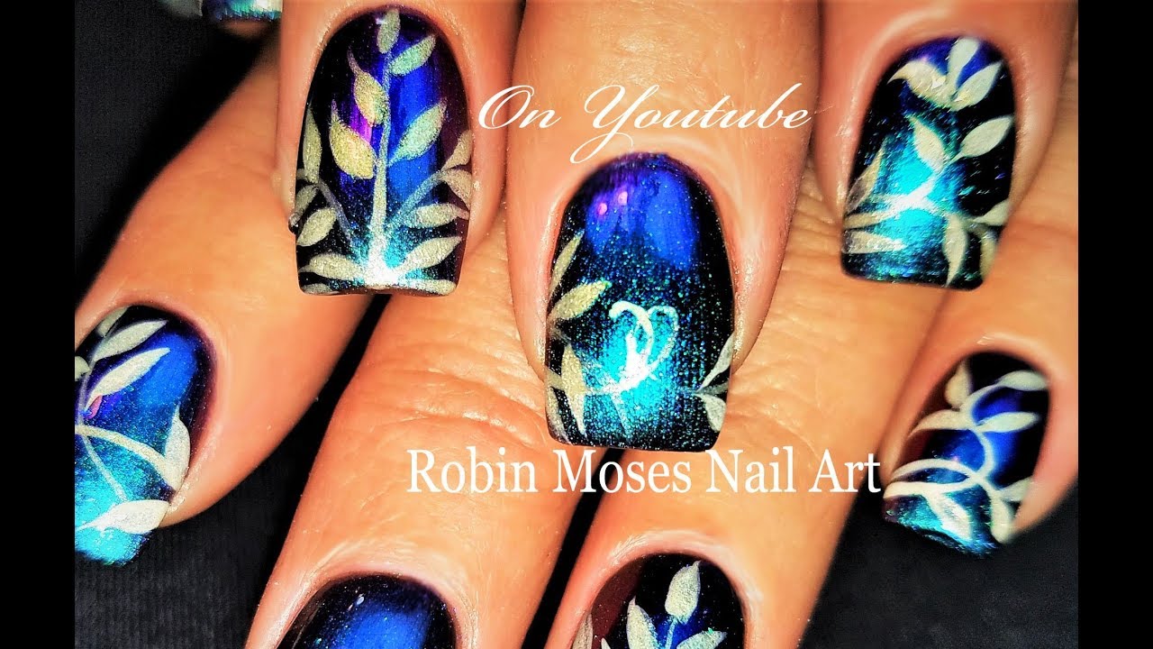 elegant blue nail design