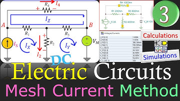 DC Electric Circuits 🌟 Mesh Current Method - Current & Voltage Source 🌟 Calculations & Simulations