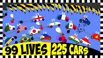 99 Lives Country Cars vs Bombs! - Algodoo Car Race