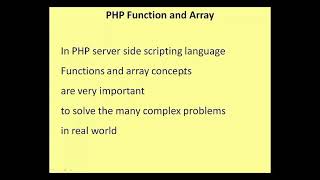 # PHP Functions & Array # XII std # Computer Application