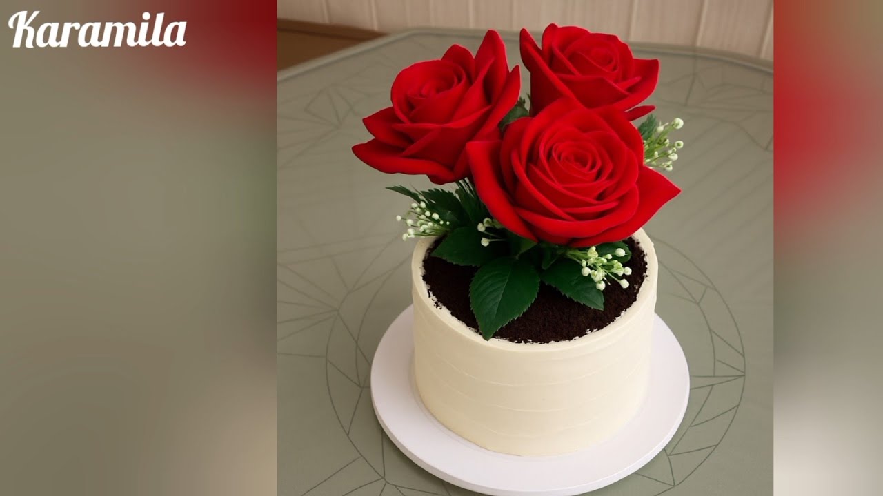 كيكة عيد ميلاد على شكل مزهرية  _سهلة التحضير _ flower pot cake