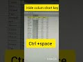 job interview question hide column shortcut key in Excel