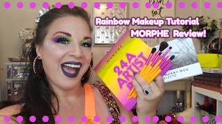 Morphe 24A Artist Pass Palette Review with Rainbow Makeup Look