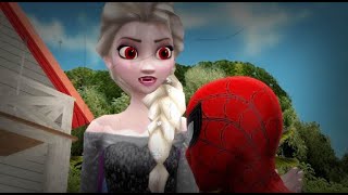Elsa as a Vampire Biting Spiderman | Spiderman Frozen Parody Animation