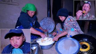 bhumi sarmila cook  सेलरोटी  Crispy Rice  Ring Bread & enjoying with children in the village ||