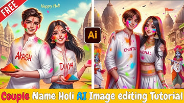 Couple Name Holi Ai Image editing tutorial || Bing image creator tutorial #holi#ai #bing#editing