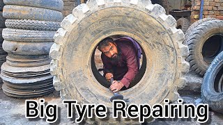 Gaint Caterpillar Loader Tire Repairing and Restoration||Big tire repair#amazingthings