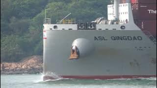 Container Ship《ASL QINGDAO》Crossing the Tsing Ma Bridge in HK  20251026