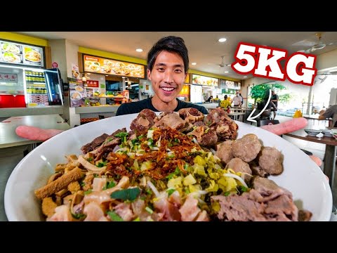 5KG MASSIVE BEEF OXTAIL NOODLE CHALLENGE!   Singapore Street Food!   Horiginal Beef Noodle!