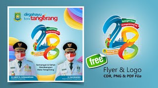 LOGO & Flyer HUT/DIRGAHAYU TANGERANG KE 28 Tahun 2021 - CDR, PDF, PNG #edukasigrafis