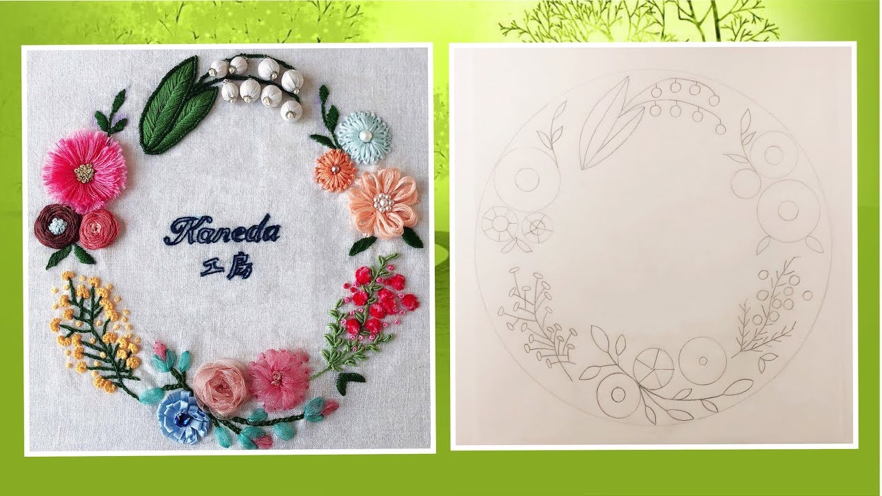 Kaneda工房 刺繍花4 ふわふわ立体花 刺繍簡単やり方 刺繍初心者向け Embroidery Flower 프랑스자수 法绣 基本针法 Youtube