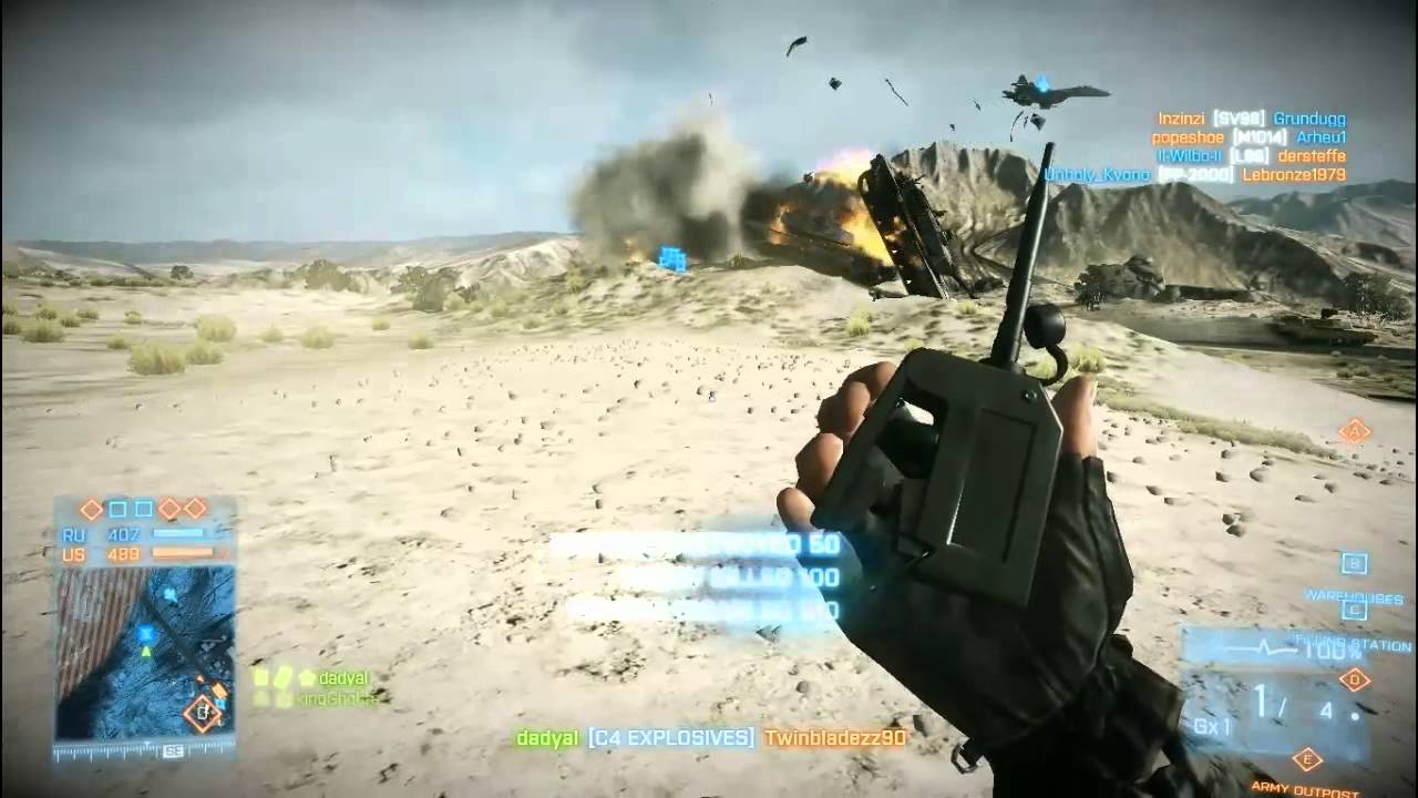 Battlefield 3 (BF3) Destroying Tank With C4 Jeep