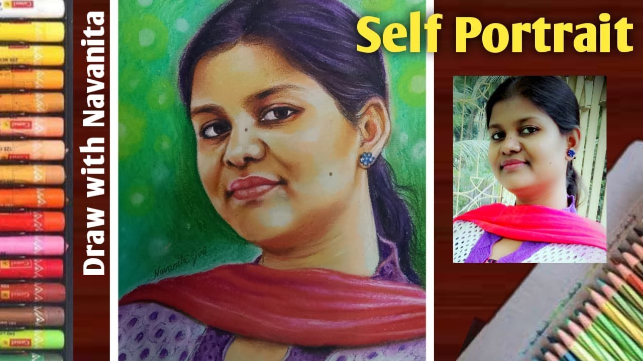 SELF PORTRAIT WITH OIL PASTELS