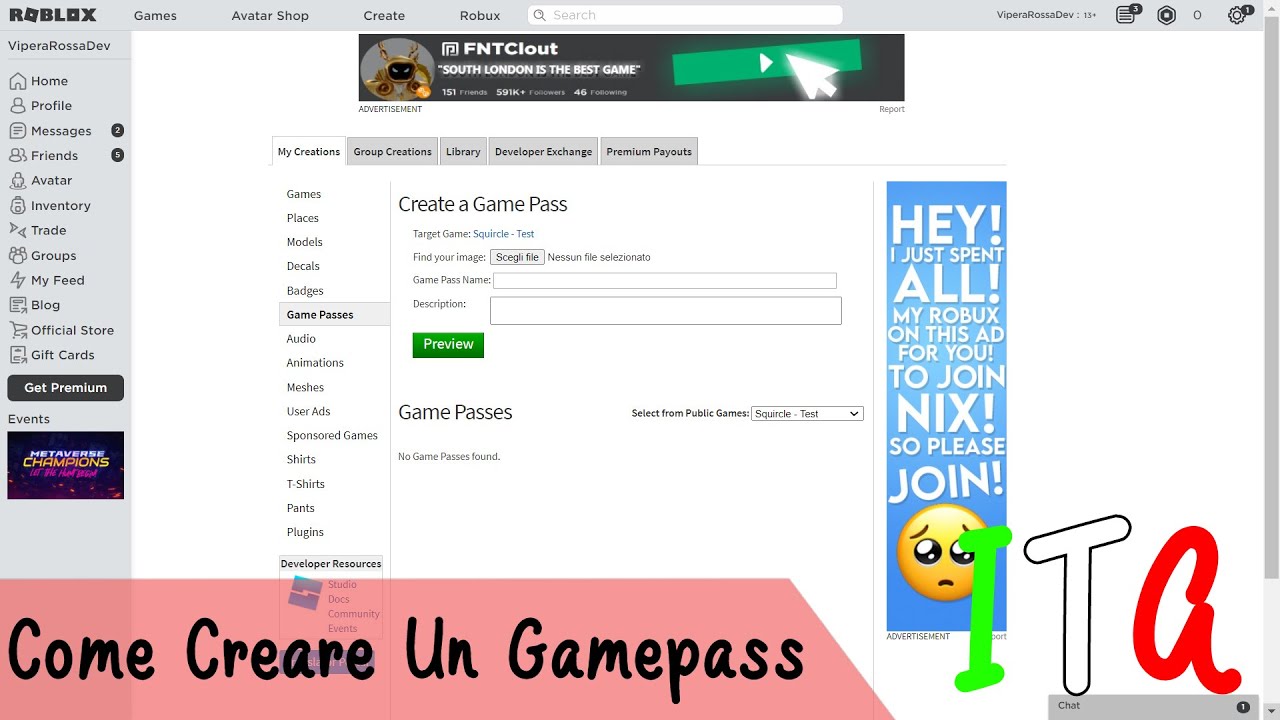 Come Creare Un Gamepass (FREE) - Roblox Studio 2021 