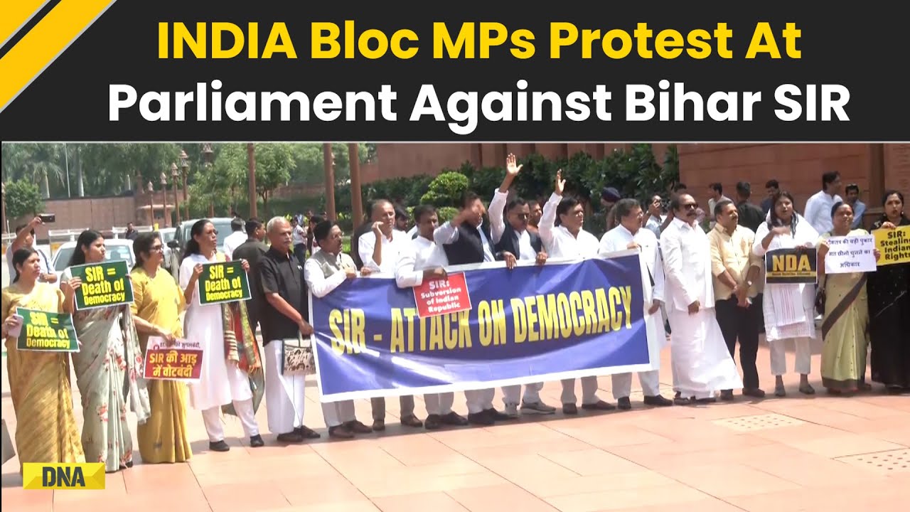 Parliament Monsoon Session: INDIA Bloc MPs Protest At Parliament Against Bihar Voter Roll Move