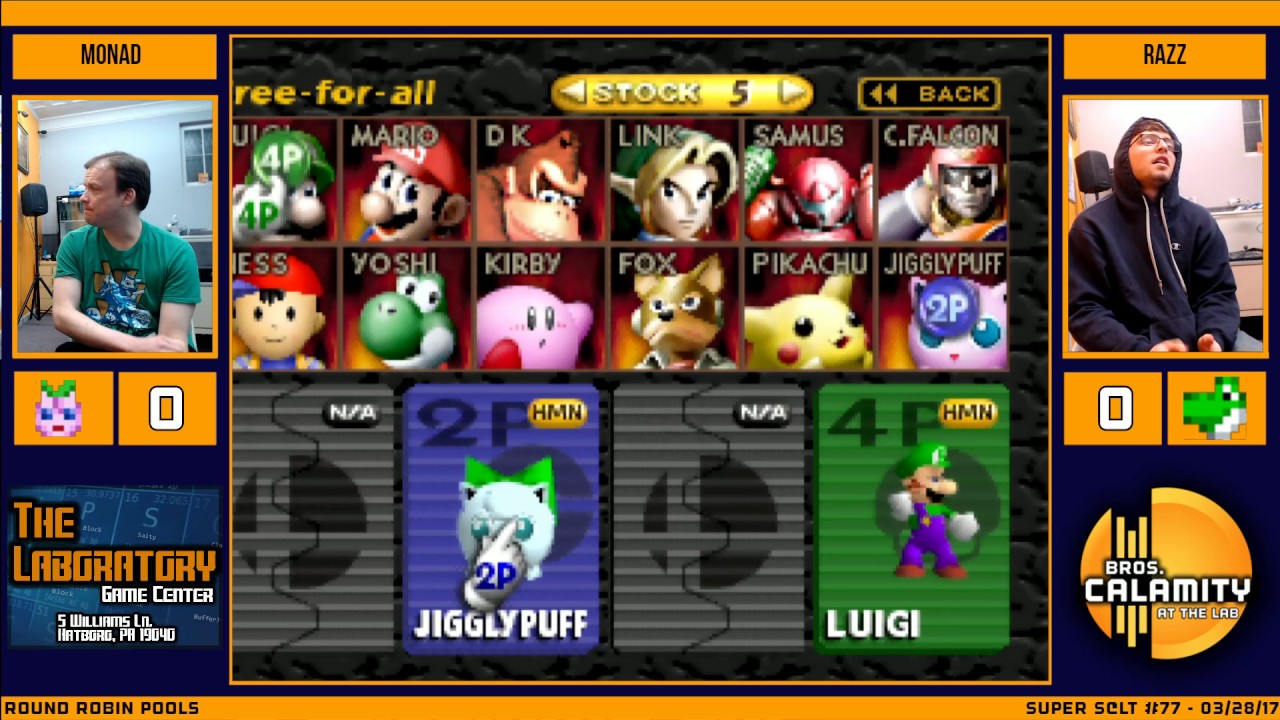 S@LT #77  Monad Jigglypuff vs Razz Yoshi, Luigi   Round Robin Pools   SSB64 Singles