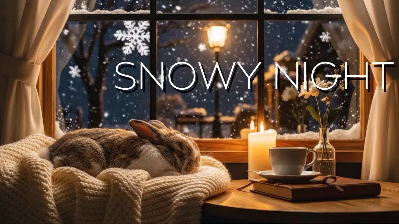 Relaxing Piano Music with Falling Snow  Cozy Night Atmosphere for Deep Sleep