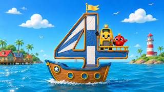Ding's Magic Elevator 🚀 | Floor 4: Sailboat Village ⛵ | Learn Number 4 for Kids