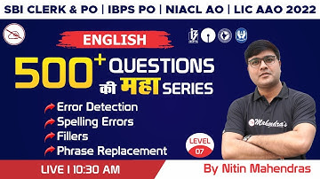 SBI Clerk & PO | IBPS PO 2022 | NIACL AO | LIC AAO | English | 500+ Questions | Nitin Mahendras