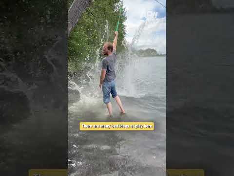 Rope swing gone WRONG 😱 #afv #fail #funnyvideos