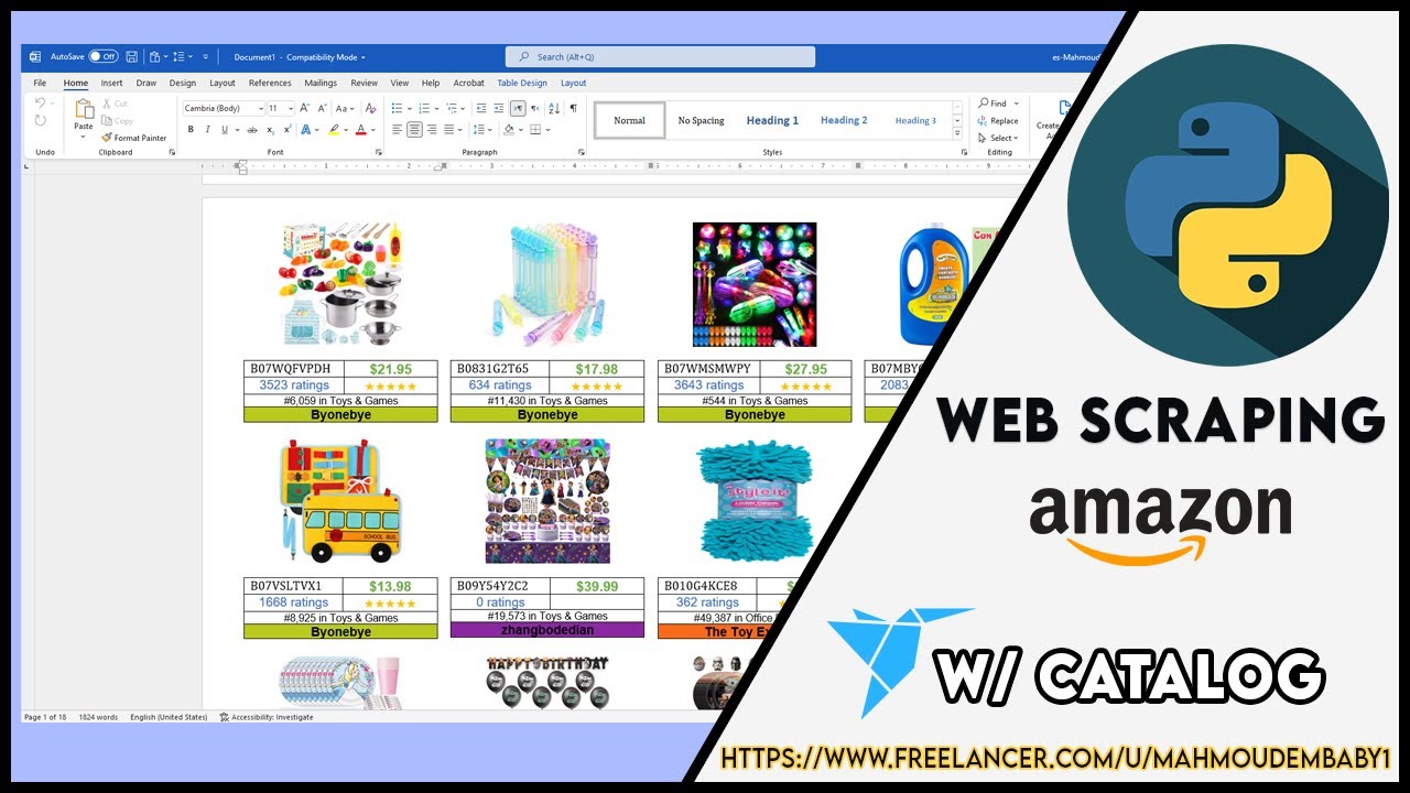 Python WebScraping - Amazon Scraping with Catalog Generator - YouTube