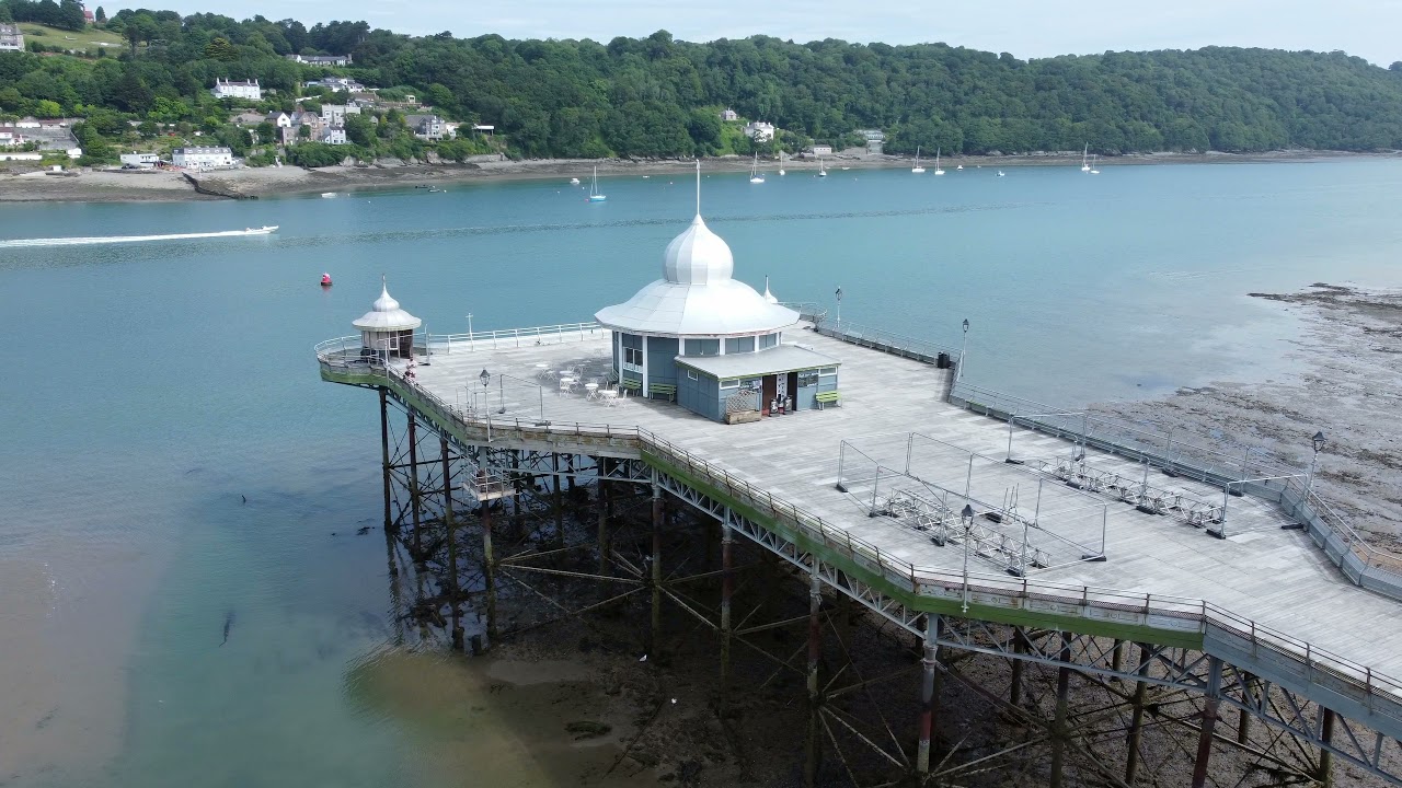 Garth Pier Bangor, Gwynedd, Wales Aerial drone footage