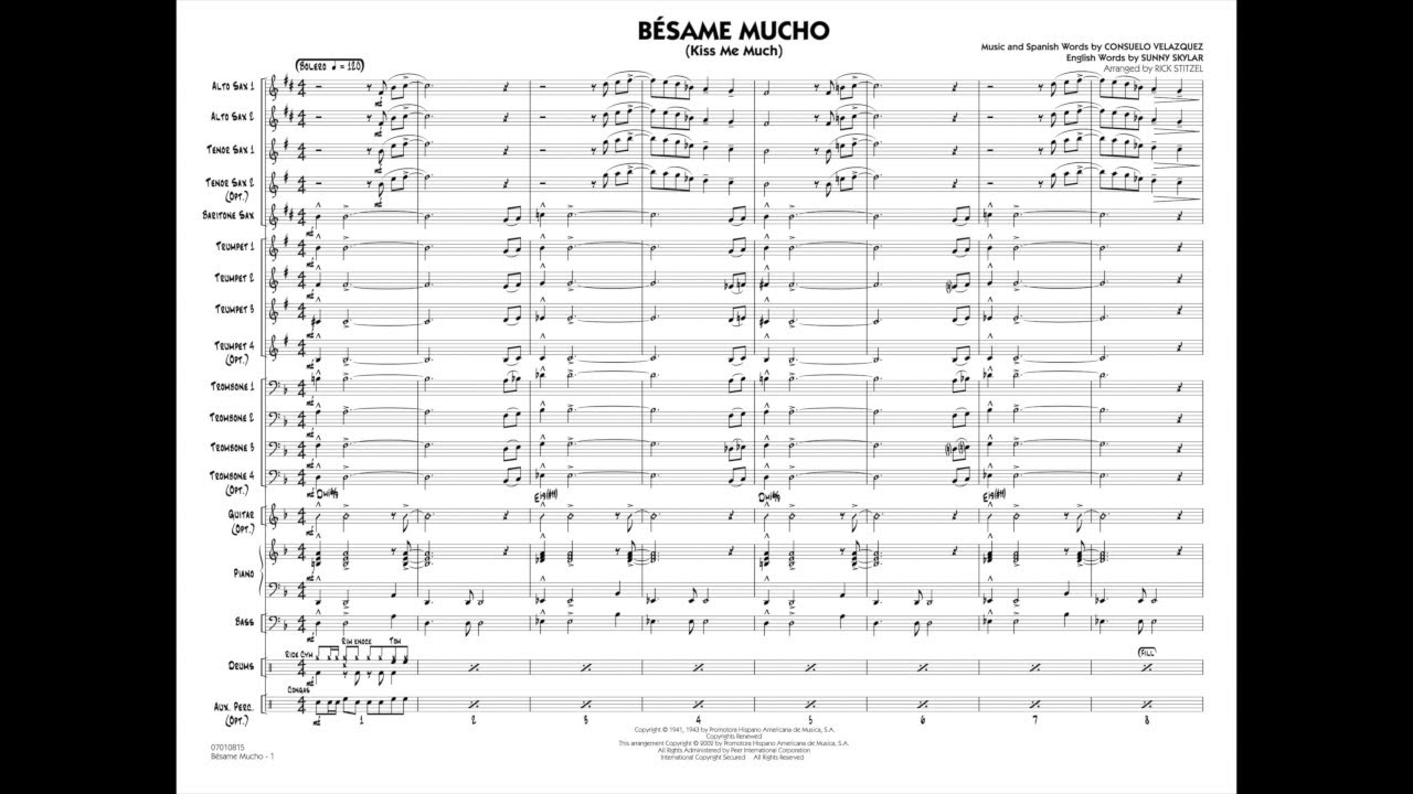 Bésame Mucho arranged by Rick Stitzel