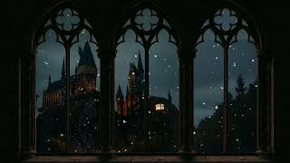 4K Hogwarts Window View – Harry Potter Ambience | Winter Atmosphere for Sleep & Study