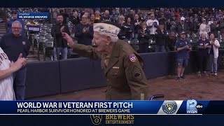 Milwaukee Brewers honor 105-year-old Pearl Harbor survivor at game