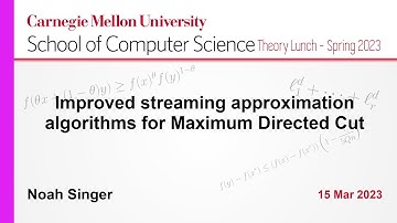 Noah Singer: Improved streaming approximation algorithms for Maximum Directed Cut
