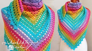 Crochet Eyelet Triangle Shawl Tutorial | FAST & EASY!
