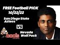 Free Football Pick San Diego State Aztecs vs Nevada Wolf Pack , 10/22/2022 College Football