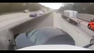 Truck Crash With Car - Rolls Over