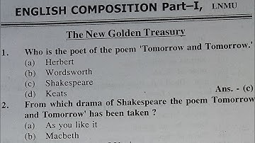 LNMU BA/BSc/BCom Part 1 English 50 Marks vvi objective Question 2021,#1