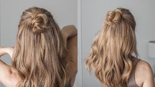 Simple + Easy Half Updo | Easy Hairstyles for Medium Long Hair