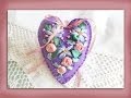 How to embroider a silk ribbon flower felt heart