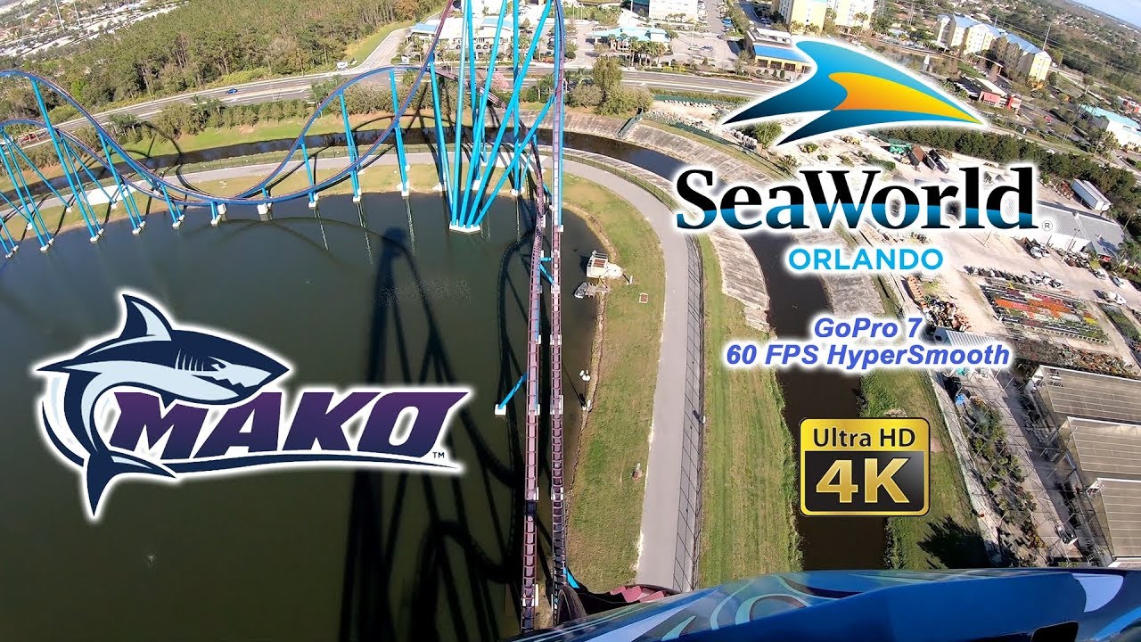 2019 SeaWorld Orlando Mako Roller Coaster Front and Back Seat On Ride ...