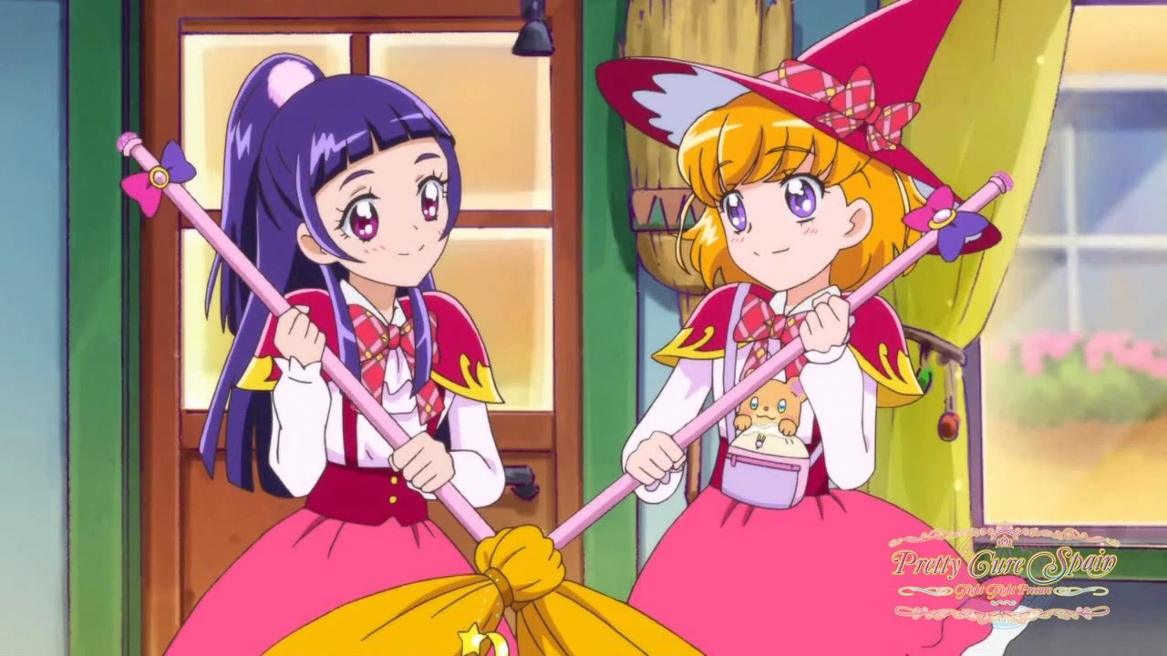 おそろいの魔法のほうきをもらい喜ぶみらいとリコがかわいい プリキュア萌え動画喫茶2次元 キュンキュン心のビート止まらない