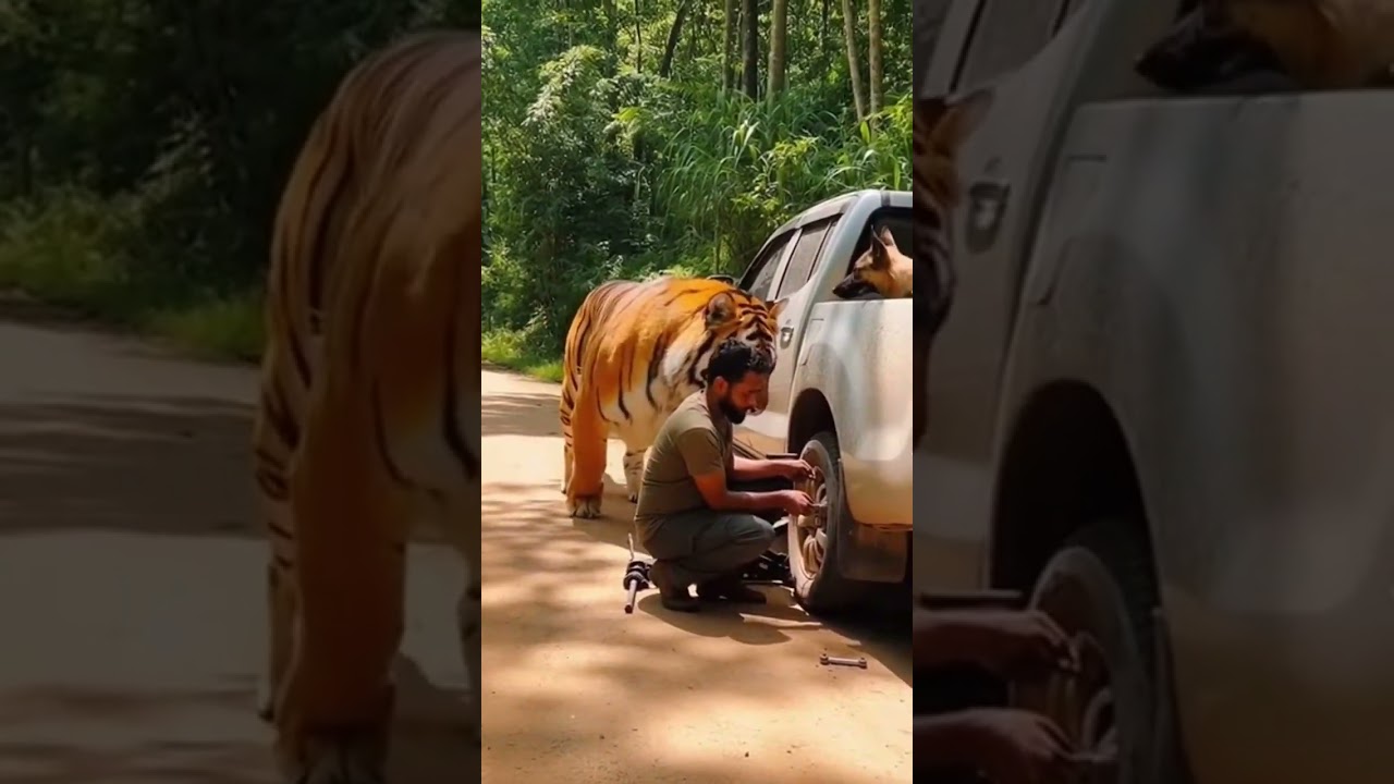 🐅 TIGER AMBUSH! Shepherd Smashes Window to Rescue Owner! 🐕🔥 【戦慄】窓を突き破り虎に挑むシェパード！主人を守る決死のダイブ