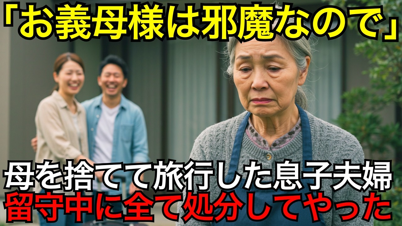 「お義母さんは邪魔だから留守番ね」と旅行に置き去りにされた母が、留守中になにもかも、全て処分してやりました。【スカッと朗読】
