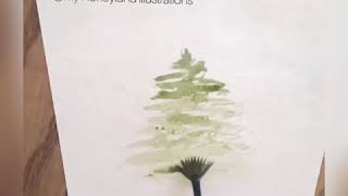Full Watercolour process for Christmas tree illustration Update