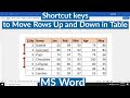 Shortcut keys to Move Rows in Table in Word | Shortcut key to Move Rows Up and Down in Table in Word