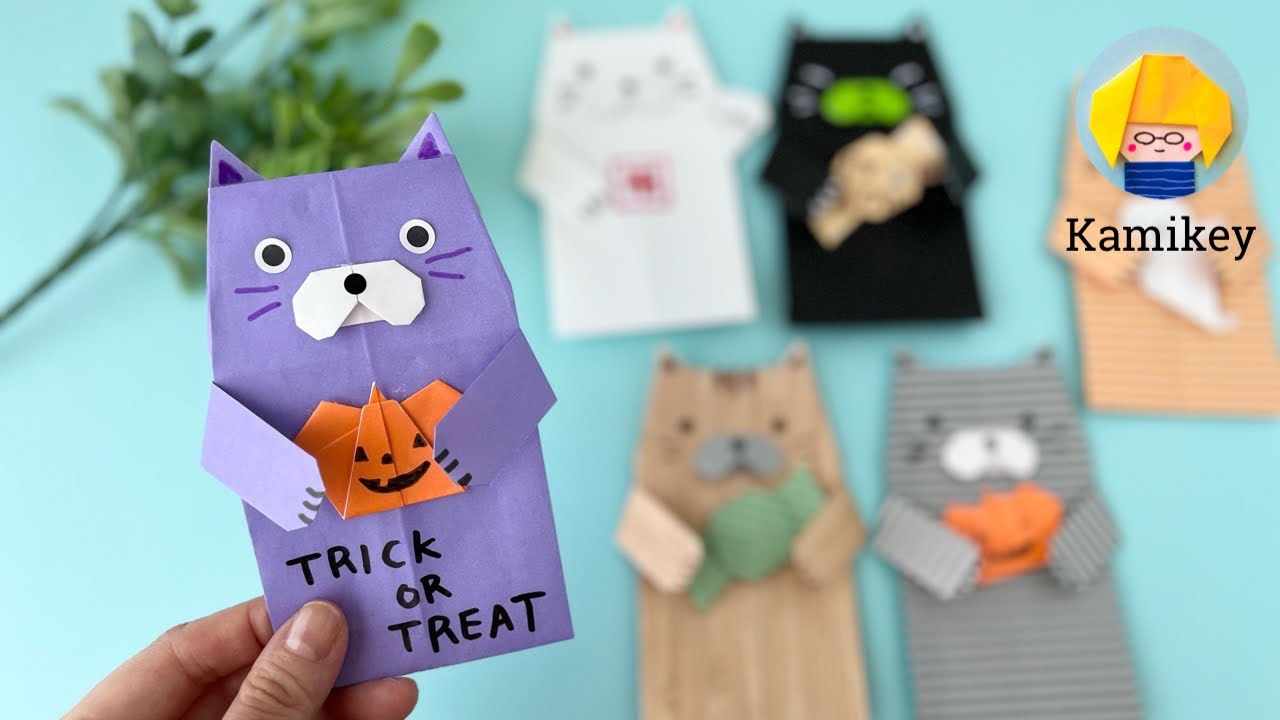 【折り紙】ねこの封筒　Origami Cat Envelope（カミキィ Kamikey)