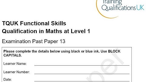 Functional Skills Maths L1 Examination Paper 13 TQUK