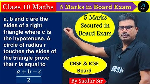 If a, b, c are the sides of a right triangle where c is the hypotenuse then the radius r of the circ