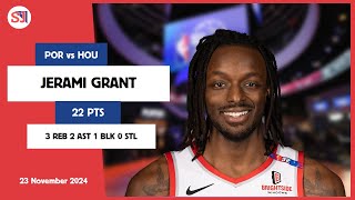 Jerami Grant 22 Pts Vs Hou 23 Nov 24-25 Por Highlights