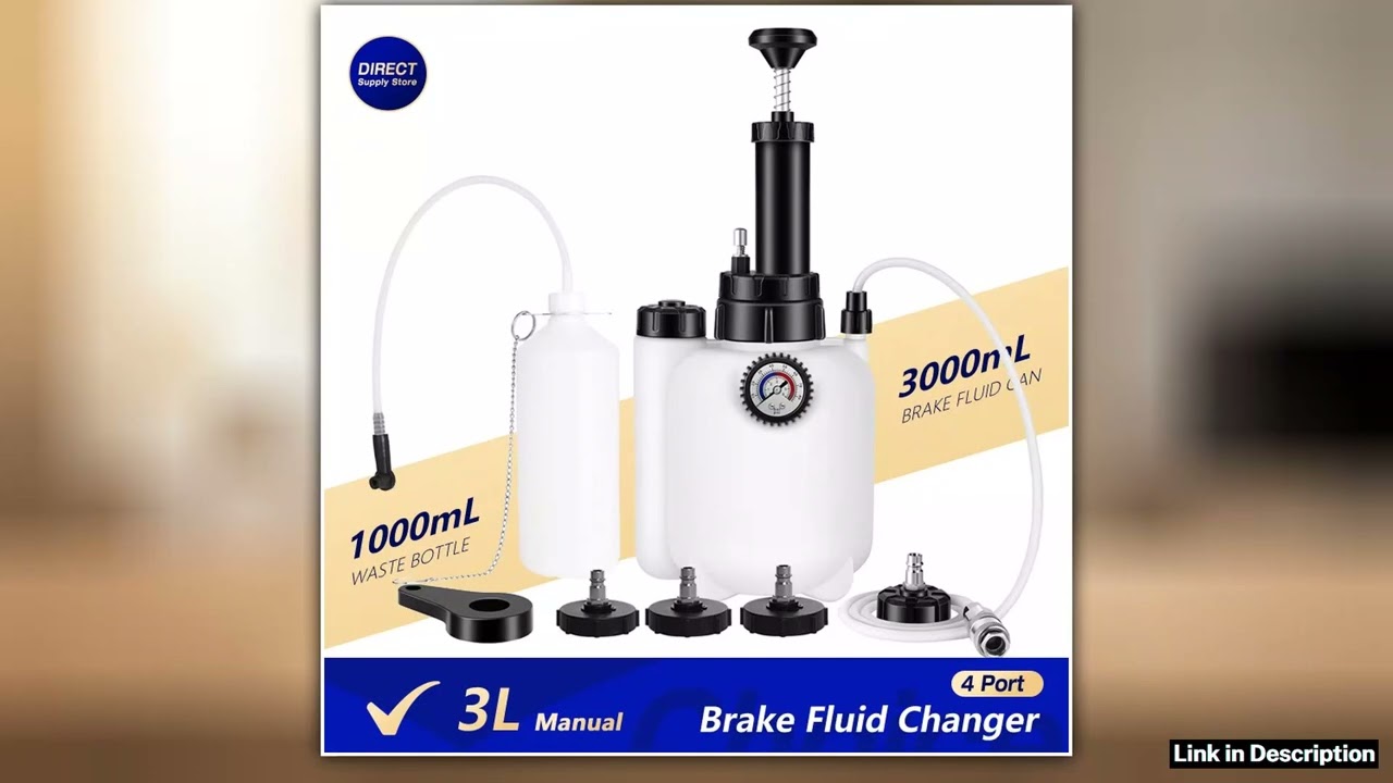 4 Port Manual Brake Fluid Changer with Waste Oil Pot Adapter Wrench 3L Automotive Brake Oil Replace